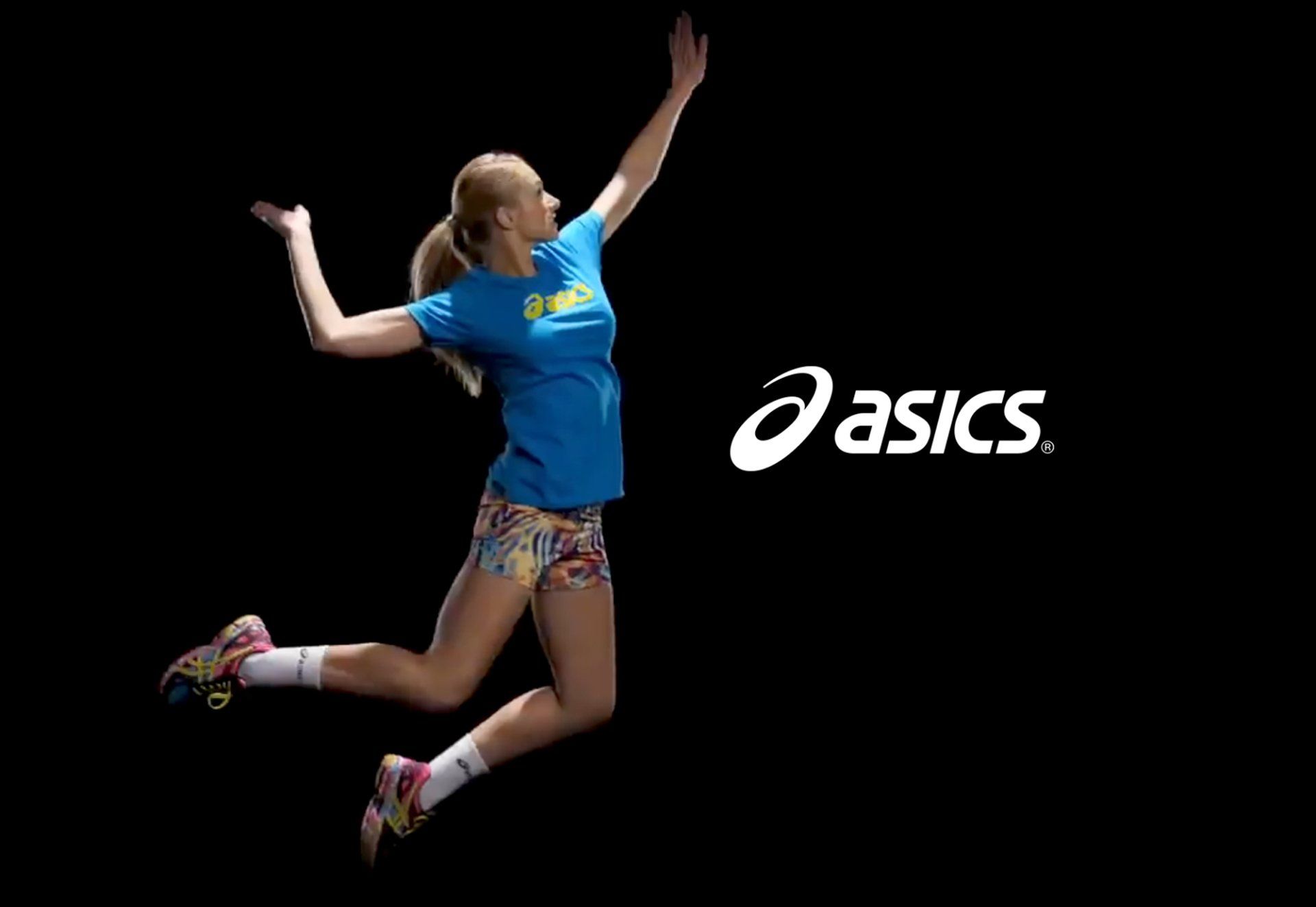 ASICS Fall Lookbook cover with female volleyball player in blue shirt.