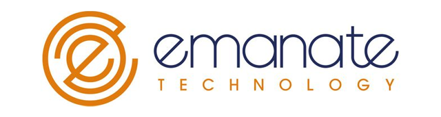 Logo for Emanate Technology, with a stylized 