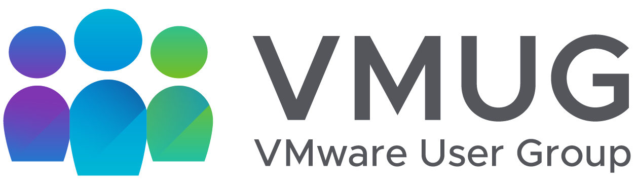VMUG logo with three overlapping person icons in gradient colors next to dark gray text.