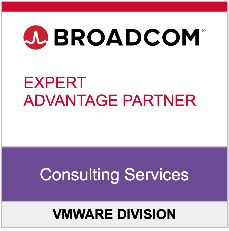 Broadcom Expert Advantage Partner logo: Logo above text 