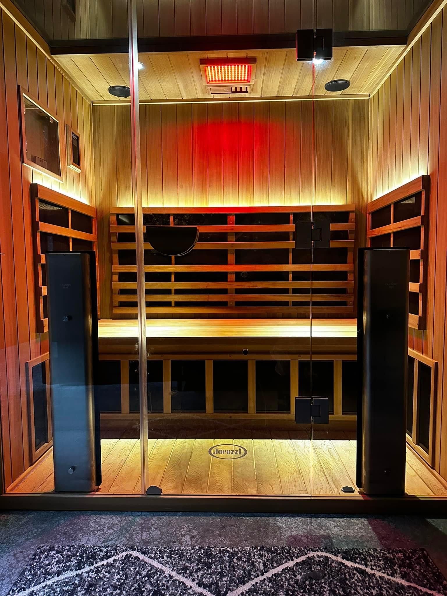 inferred sauna inside the sweat shack private area