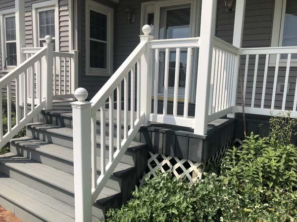 White and Gray Front Porch after Mildew Cleaning