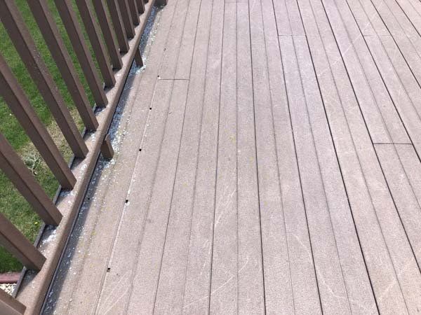 Dirty and nasty residential deck before pressure cleaning in Madison Wisconsin