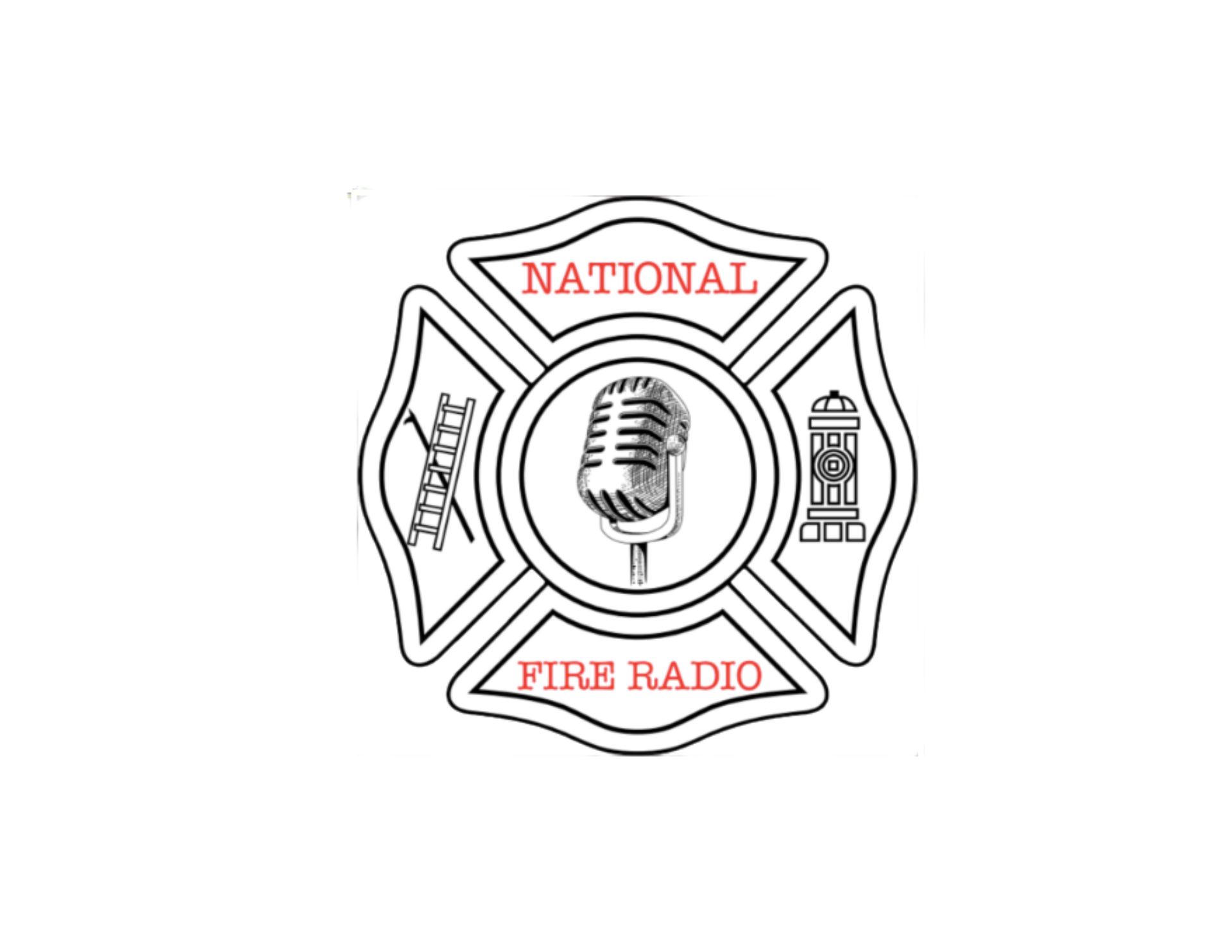 Logo featuring a Maltese cross, a central vintage microphone, and the text 