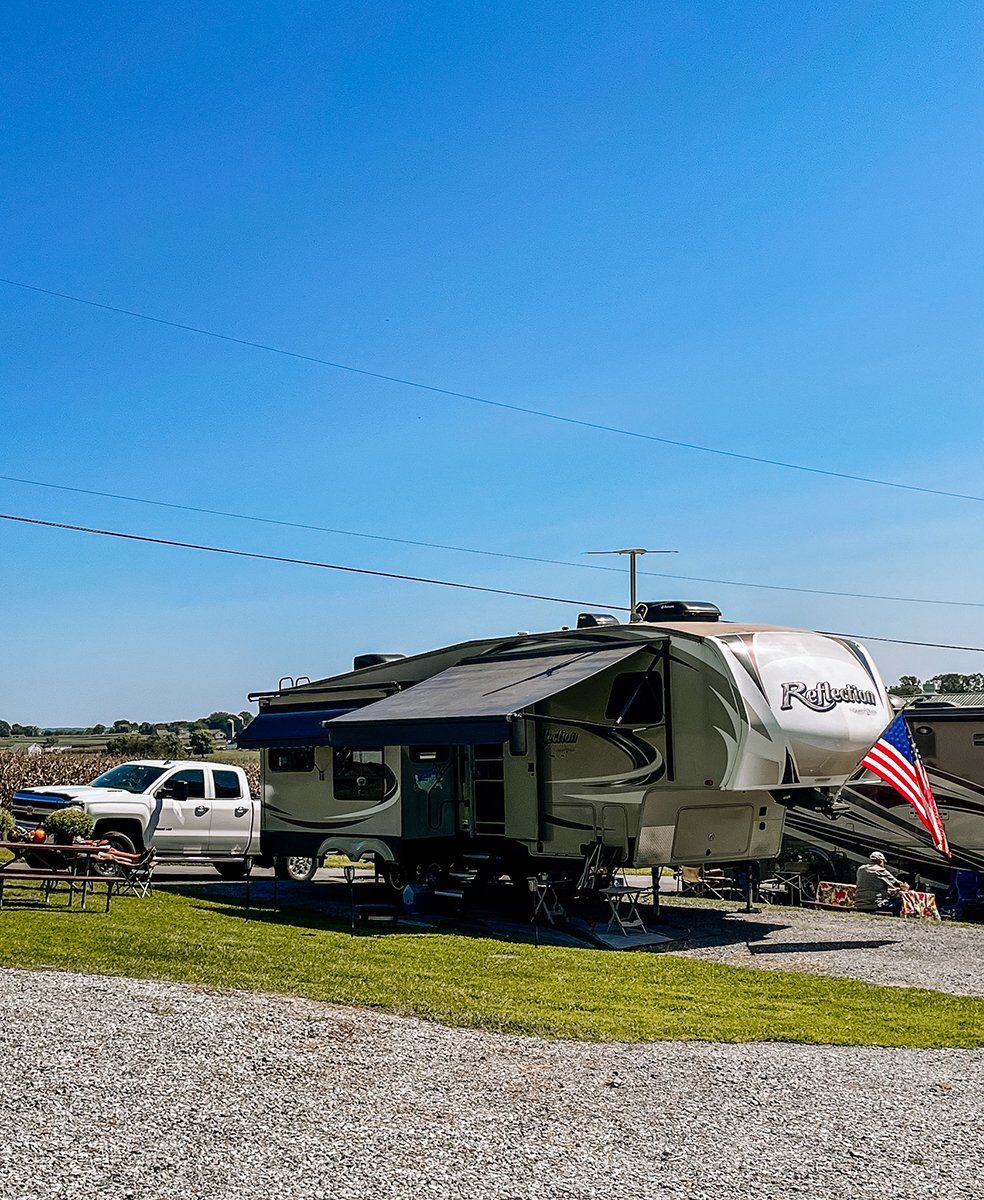 Camper Setting with A Beautiful Sky.