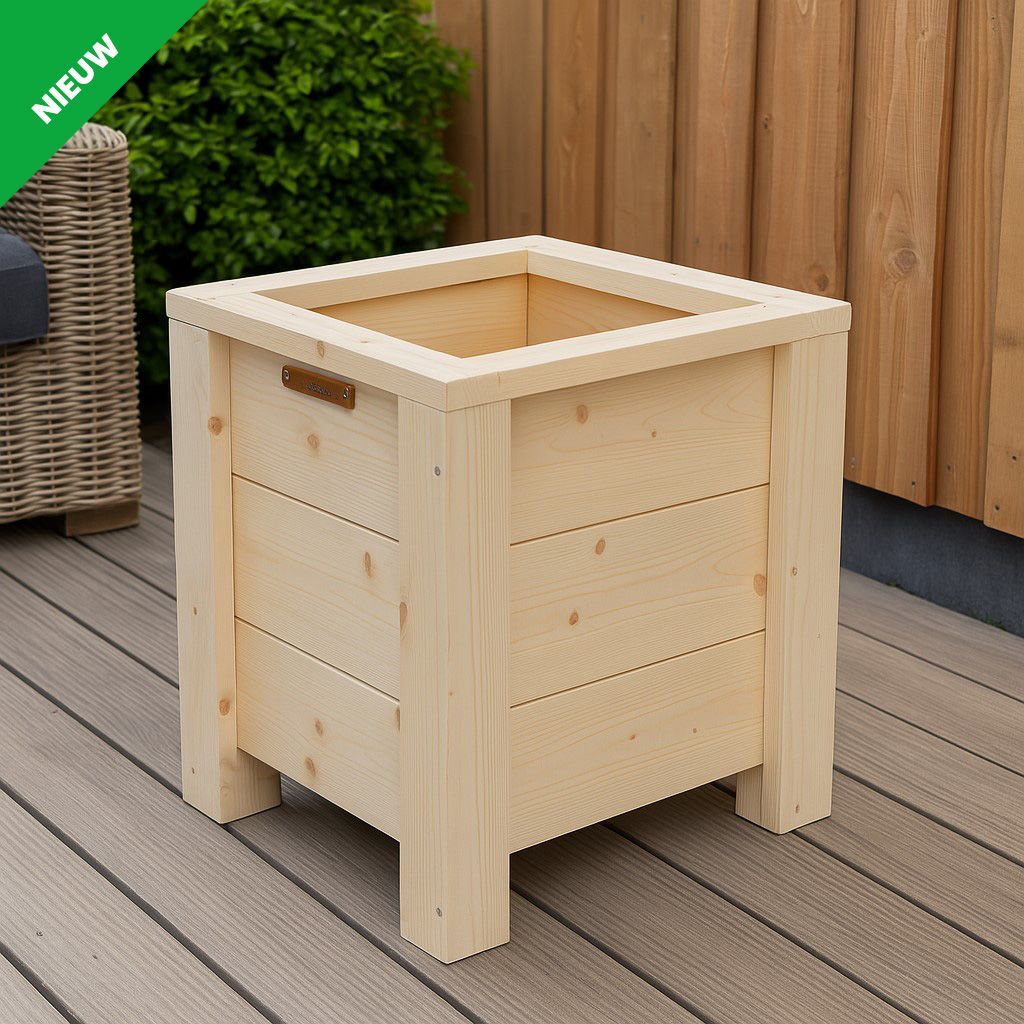 Steigerhouten bloembak