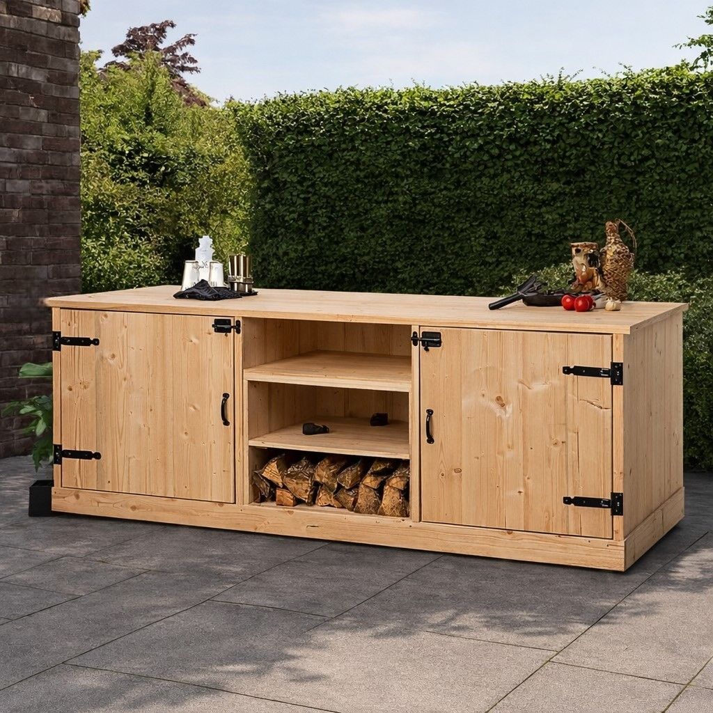 Steigerhouten buitenkeuken