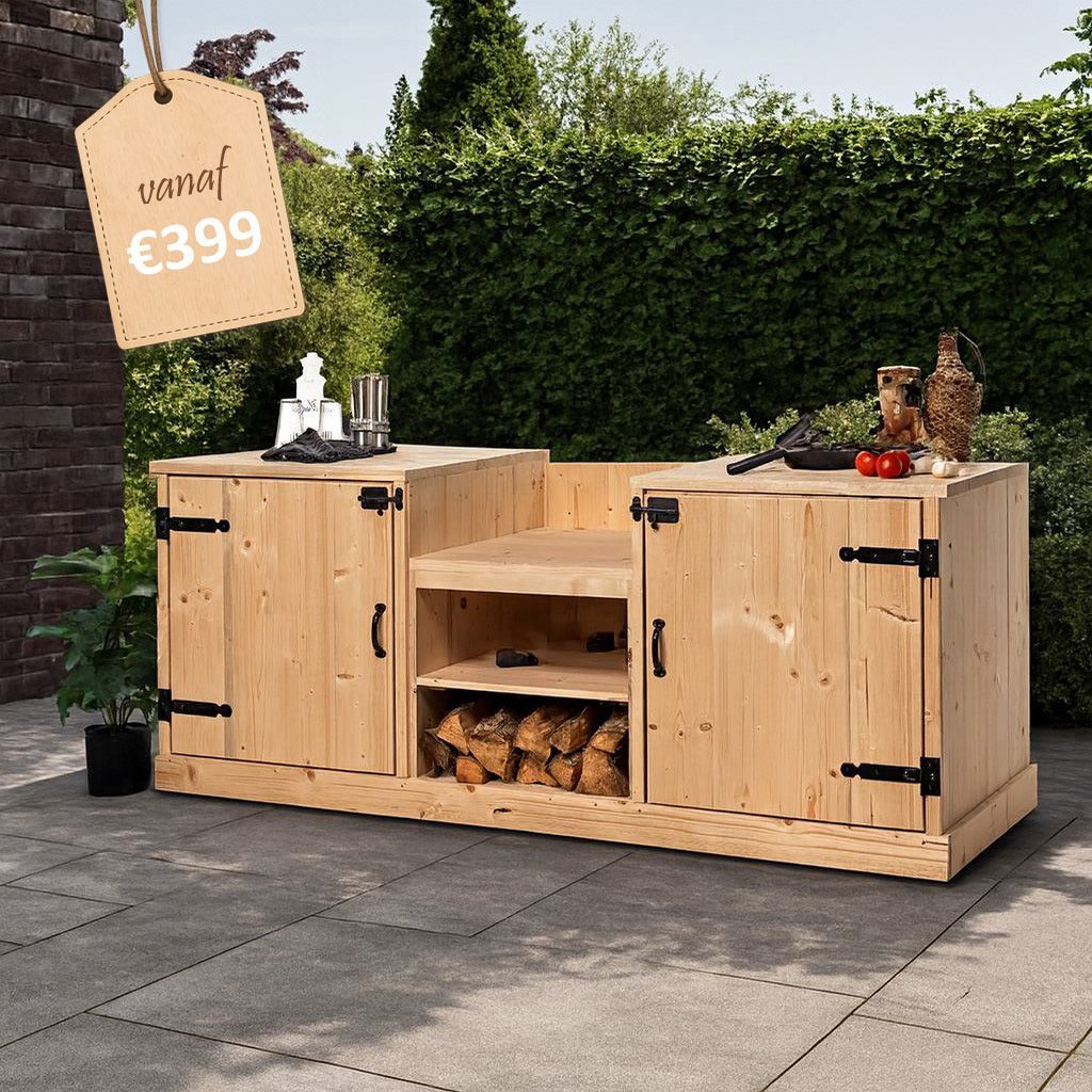 Steigerhouten buitenkeuken