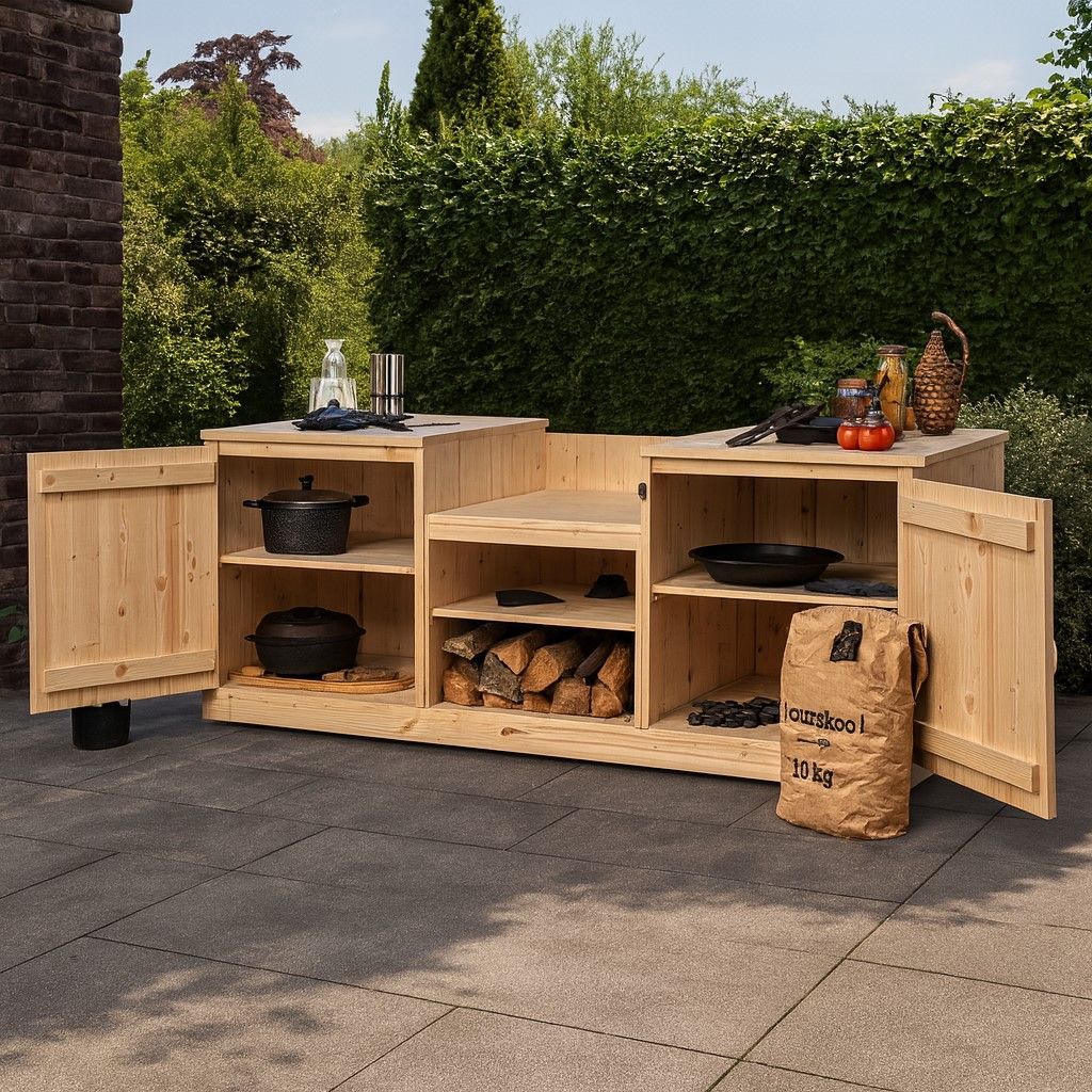 Steigerhouten buitenkeuken