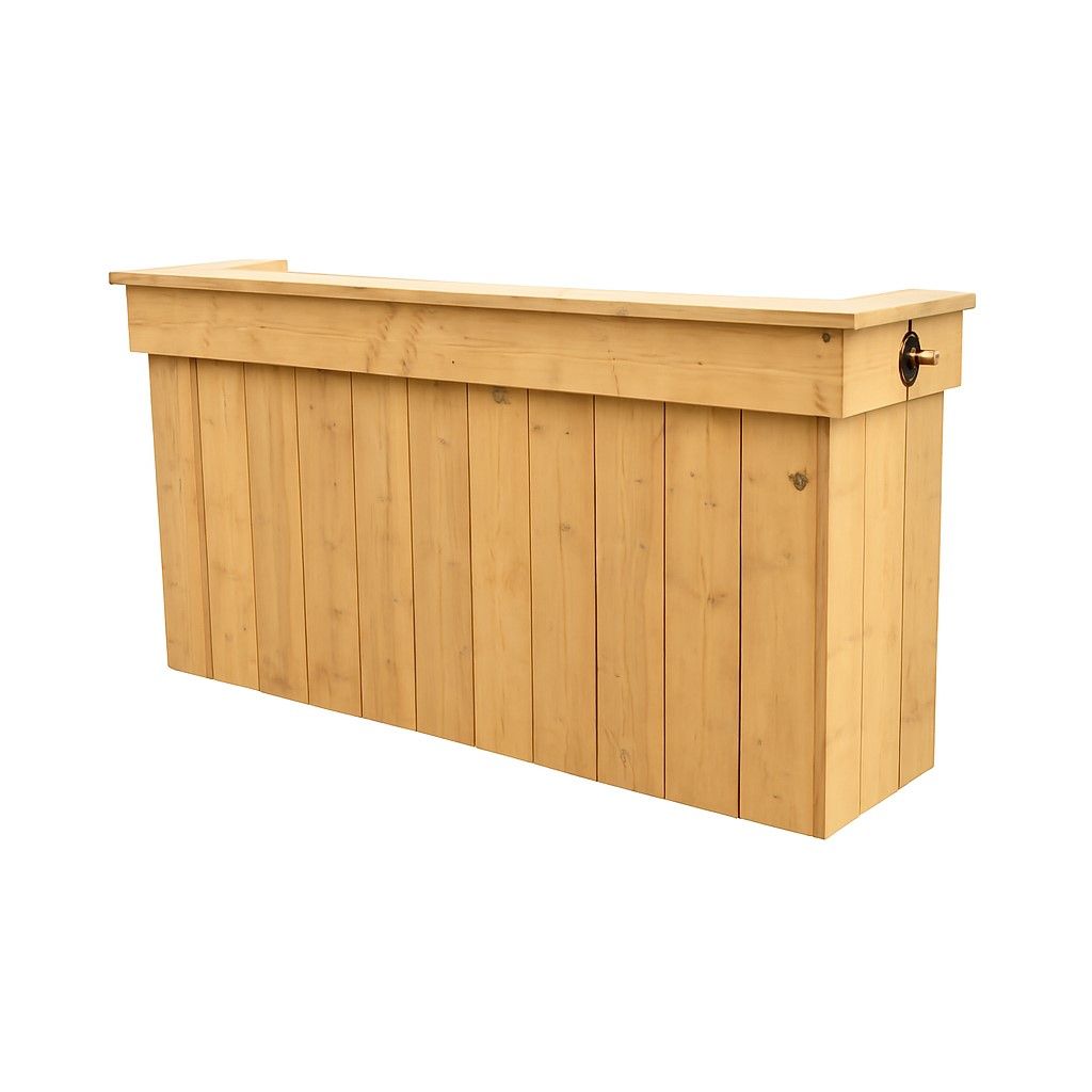 Steigerhouten Bar met 4 barkrukken voor binnen en buiten.
