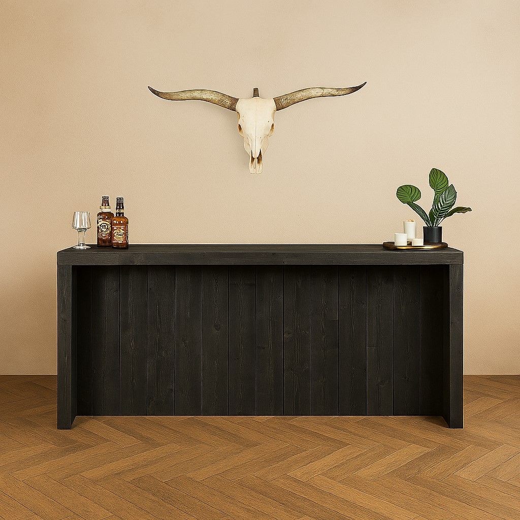 Steigerhouten Bar met witte steigerhouten panelen. met bar en werkblad