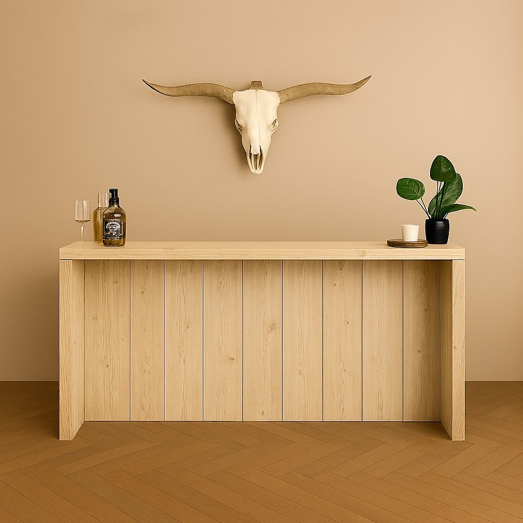 Bar met witte steigerhouten panelen. met bar en werkblad
