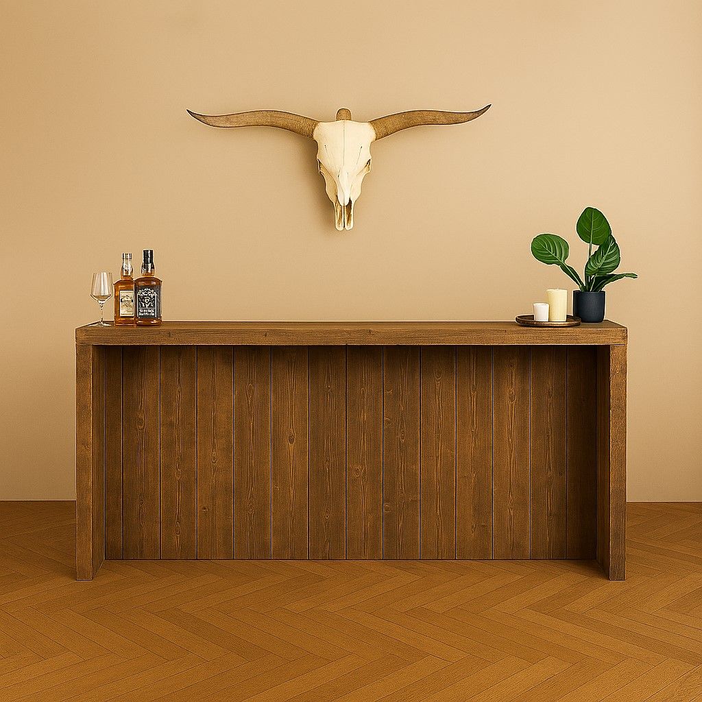 Steigerhouten Bar met witte steigerhouten panelen. met bar en werkblad