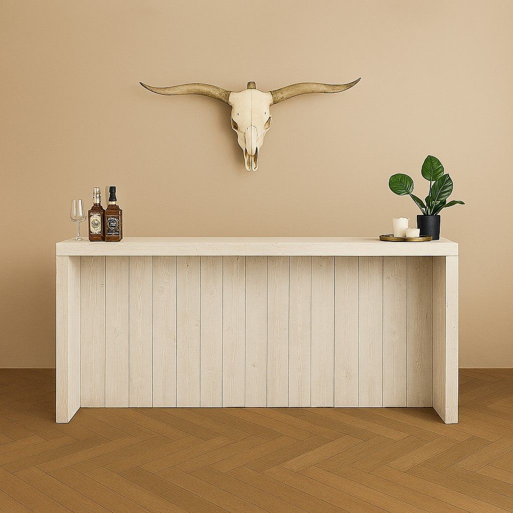 Steigerhouten Bar met witte steigerhouten panelen. met bar en werkblad