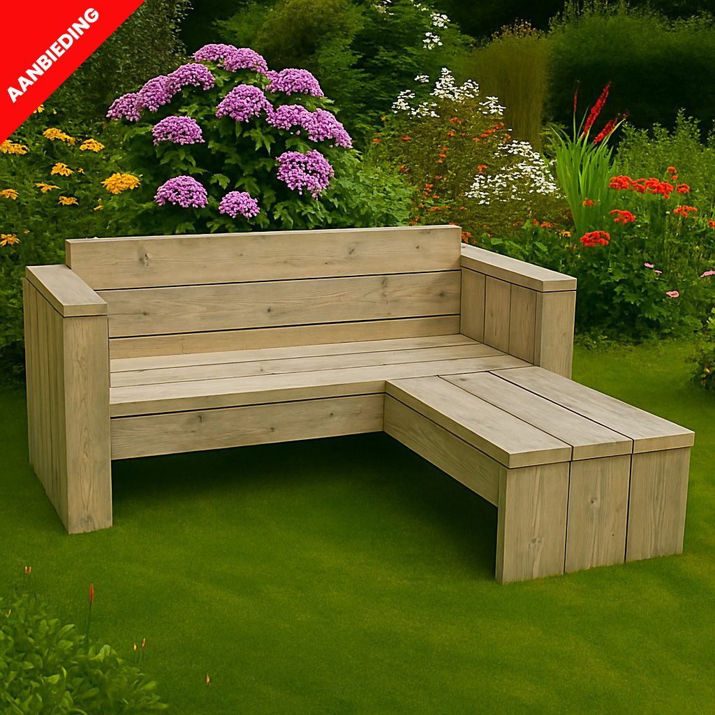 Steigerhouten tuinbank inclusief ligbed