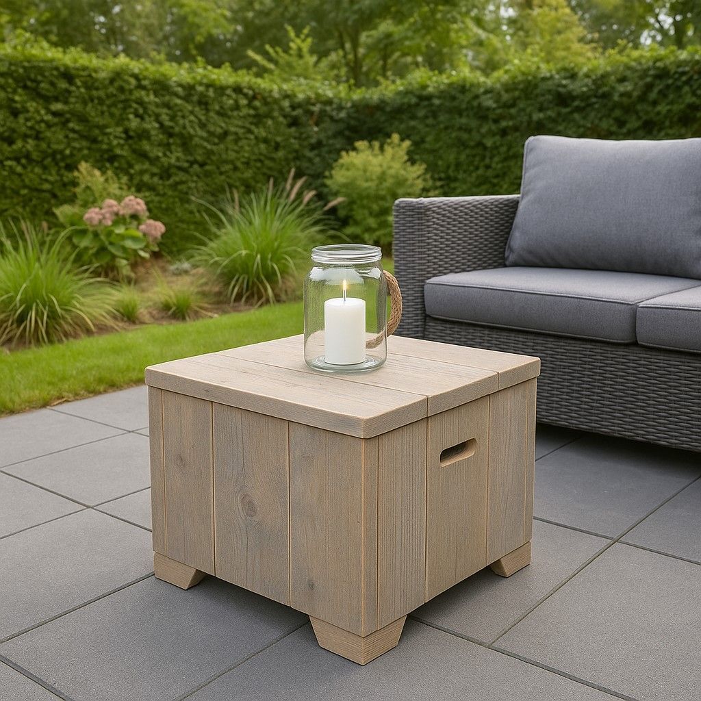 Salontafel van steigerhout 60 x 50 x 50 cm – handgemaakt en kant-en-klaar geleverd,