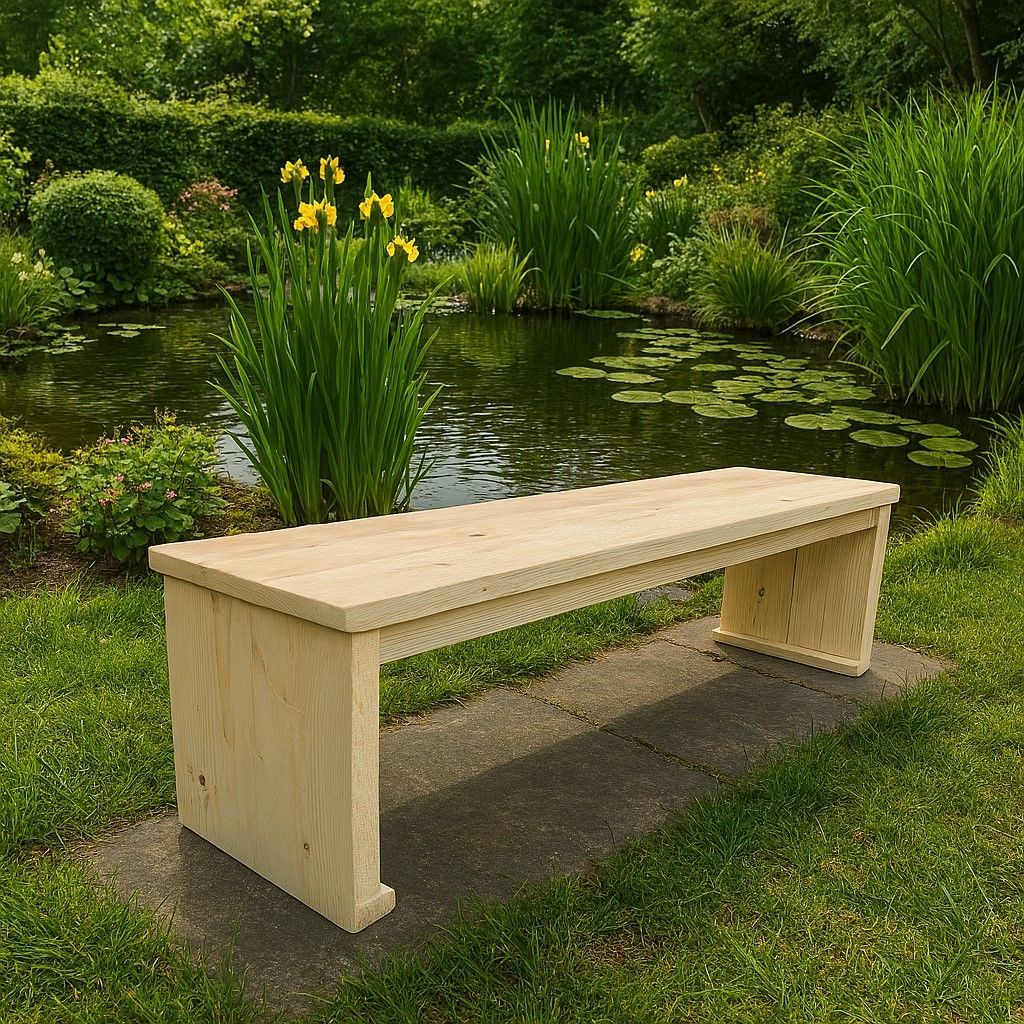 Steigerhouten bankje van 150 cm lang, robuust en geschikt voor 2 à 3 personen, perfect voor tuin of terras