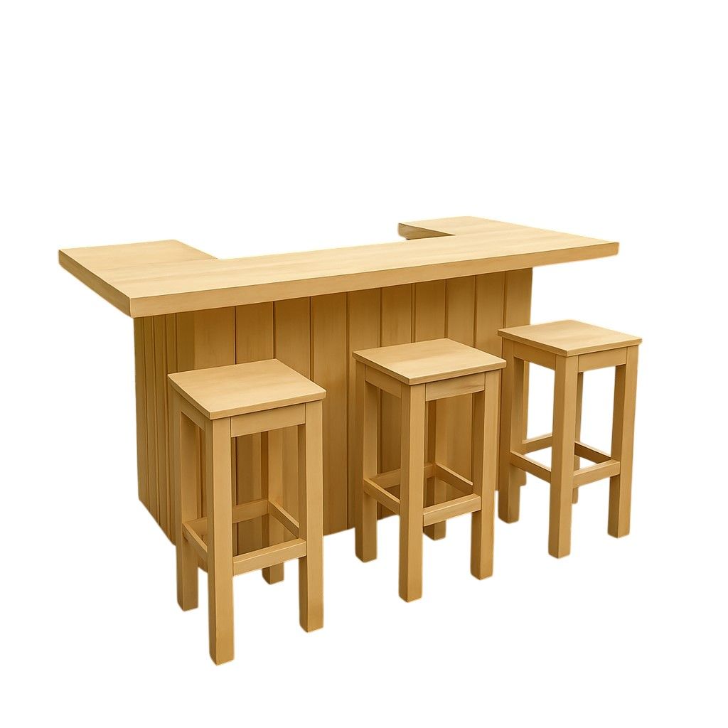 Steigerhouten bar met 3 steigerhouten krukken inclusief nano-coating