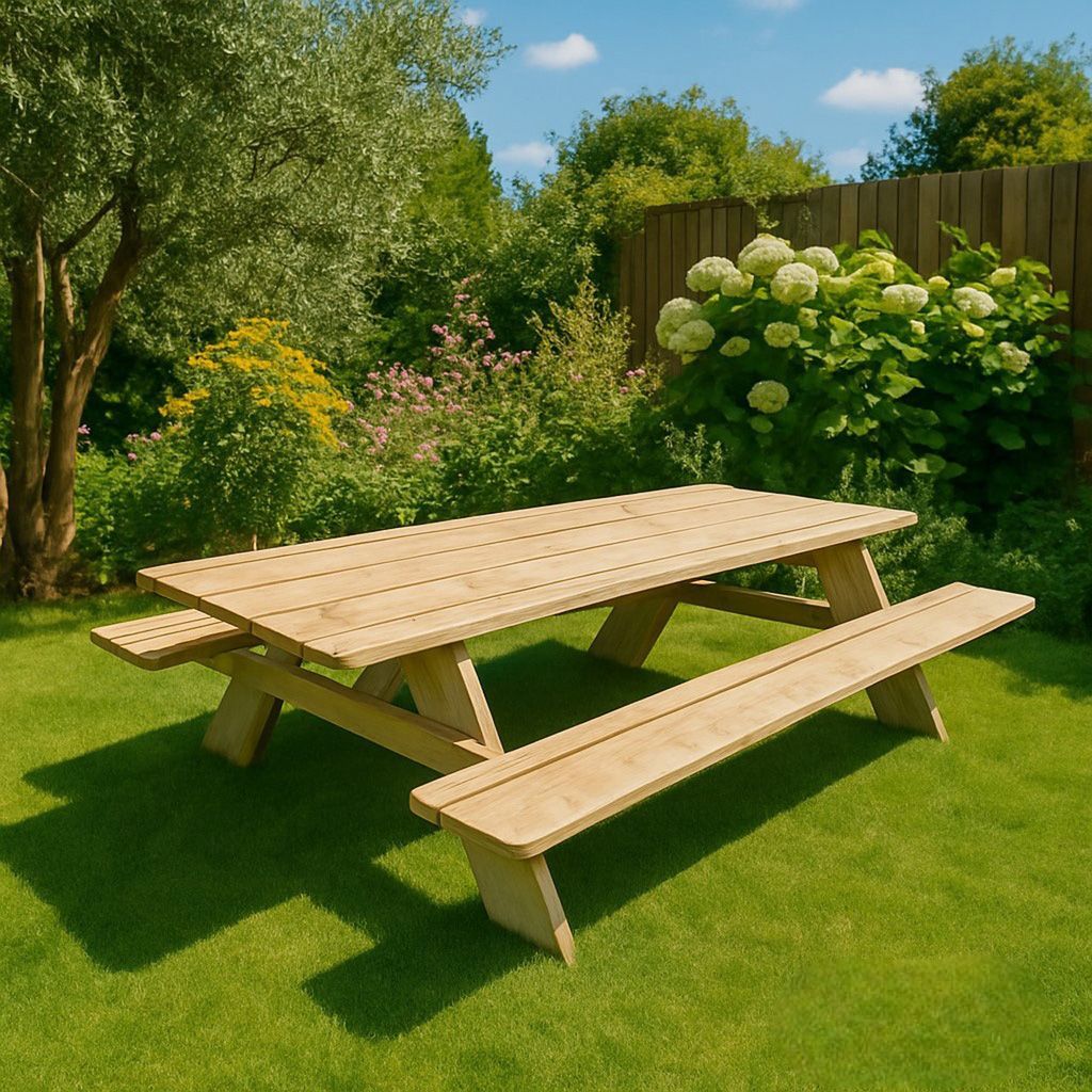 Steigerhouten picknicktafel