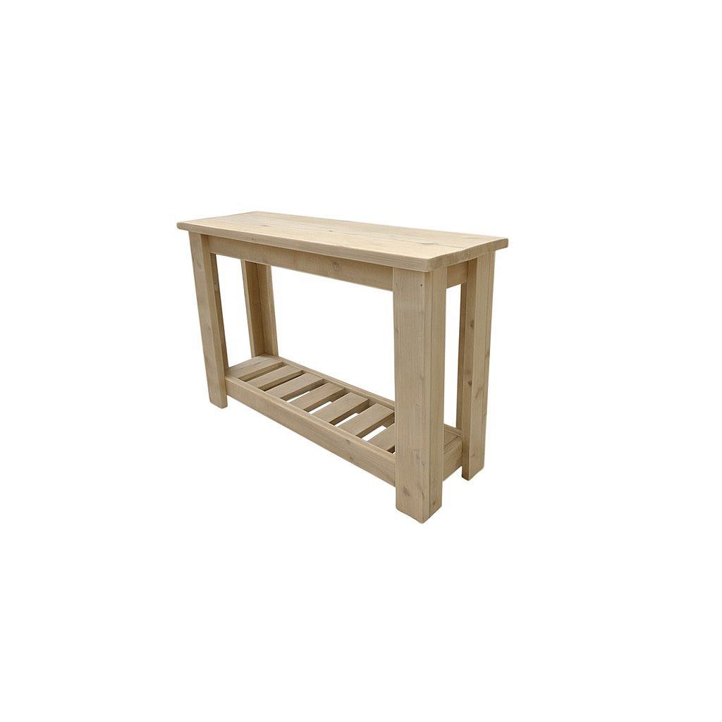 Steigerhouten sidetable van 90cm hoog – compact, robuust en perfect als stijlvolle bijzettafel in elk interieur