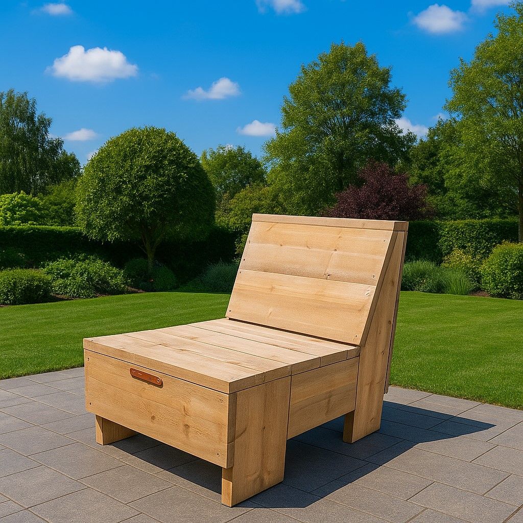 Steigerhouten stoel van 60cm, comfortabel en robuust, geschikt voor tuin, terras of veranda