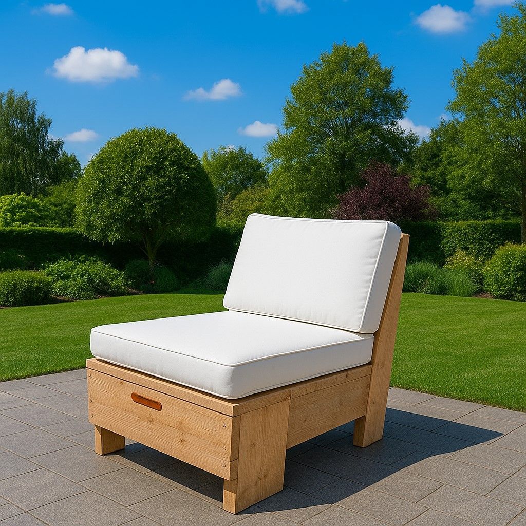 Steigerhouten stoel van 60cm, comfortabel en robuust, geschikt voor tuin, terras of veranda