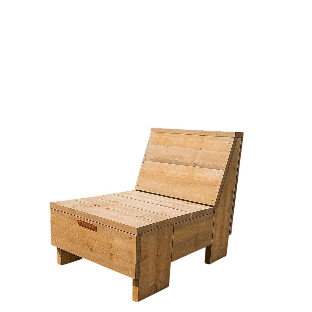 Steigerhouten stoel van 60cm, comfortabel en robuust, geschikt voor tuin, terras of veranda