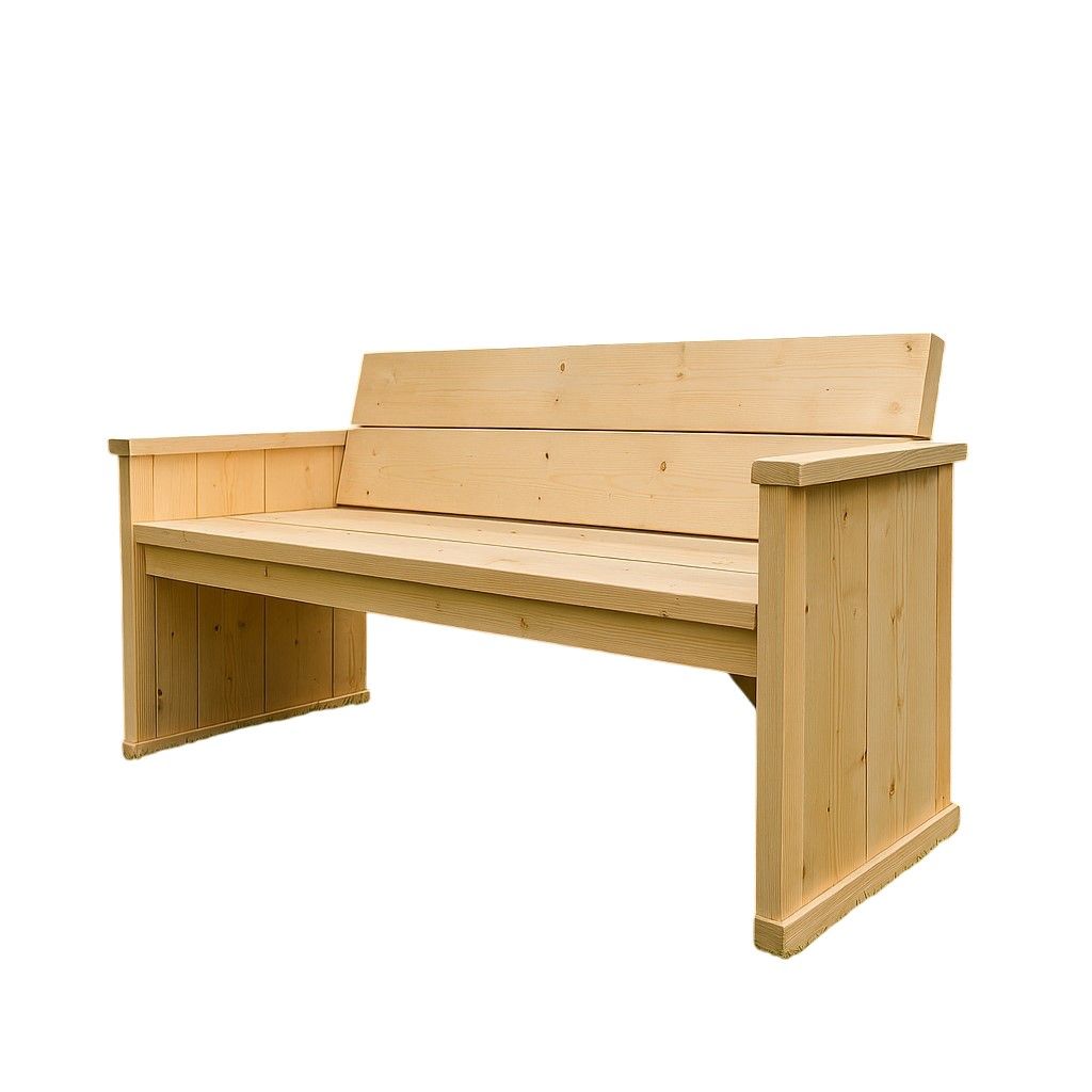 Steigerhouten tuinbank met armleuningen en rugleuning