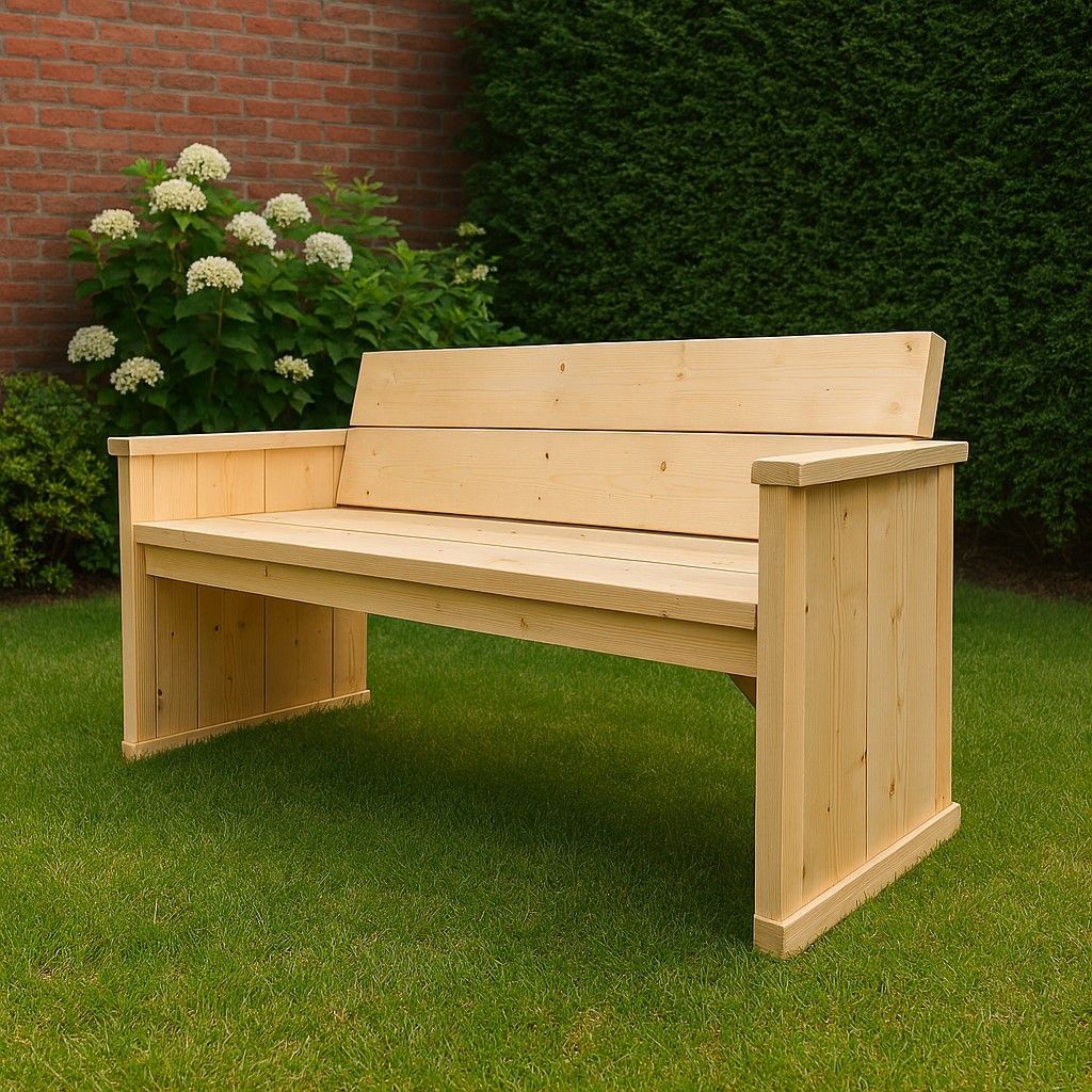 Steigerhouten bank van 180cm, comfortabel en robuust, geschikt voor tuin, terras of veranda
