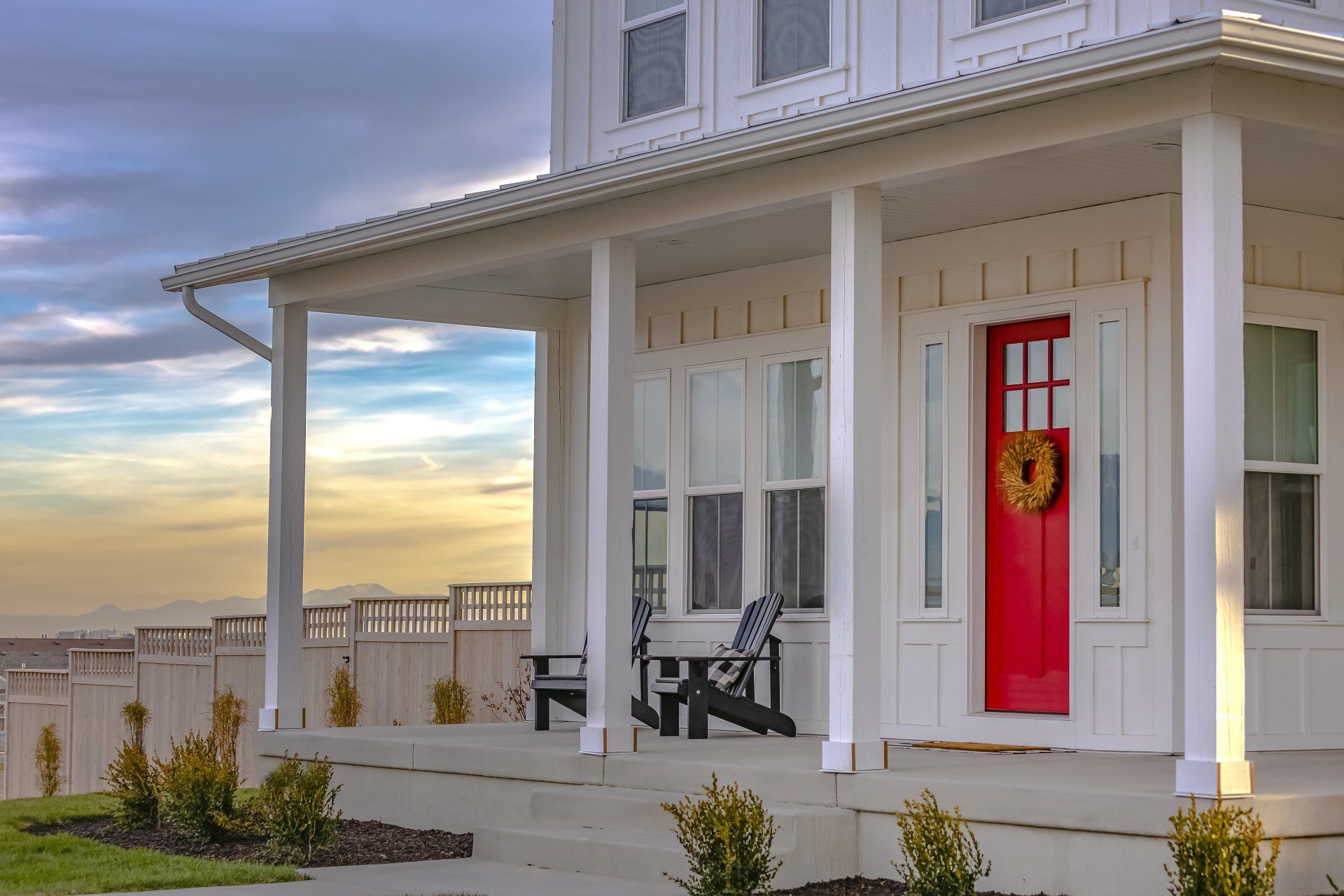 White house with red door