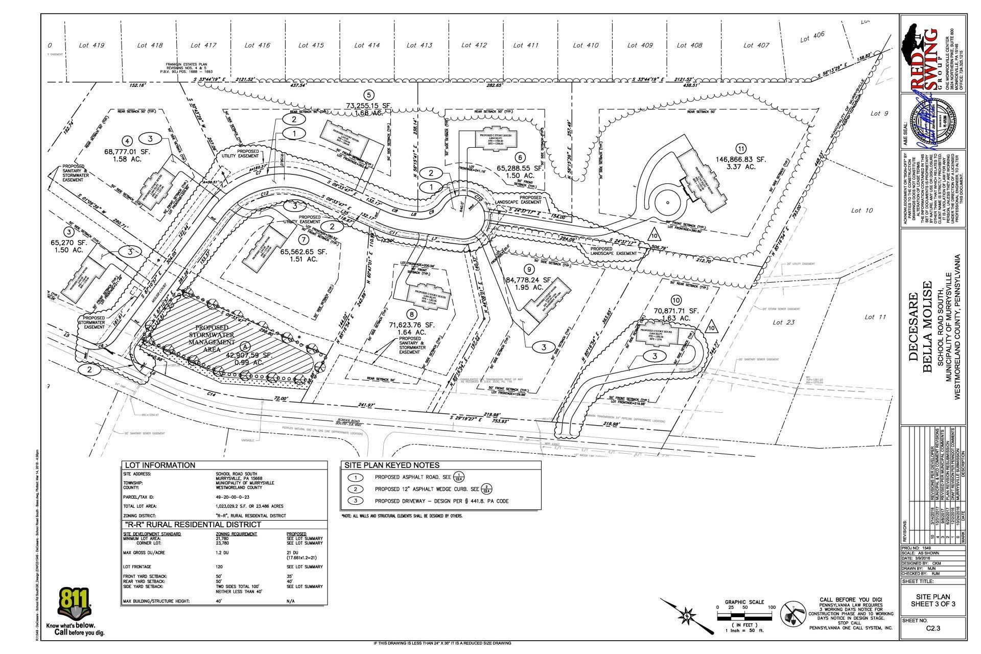 A black and white drawing of a residential area.