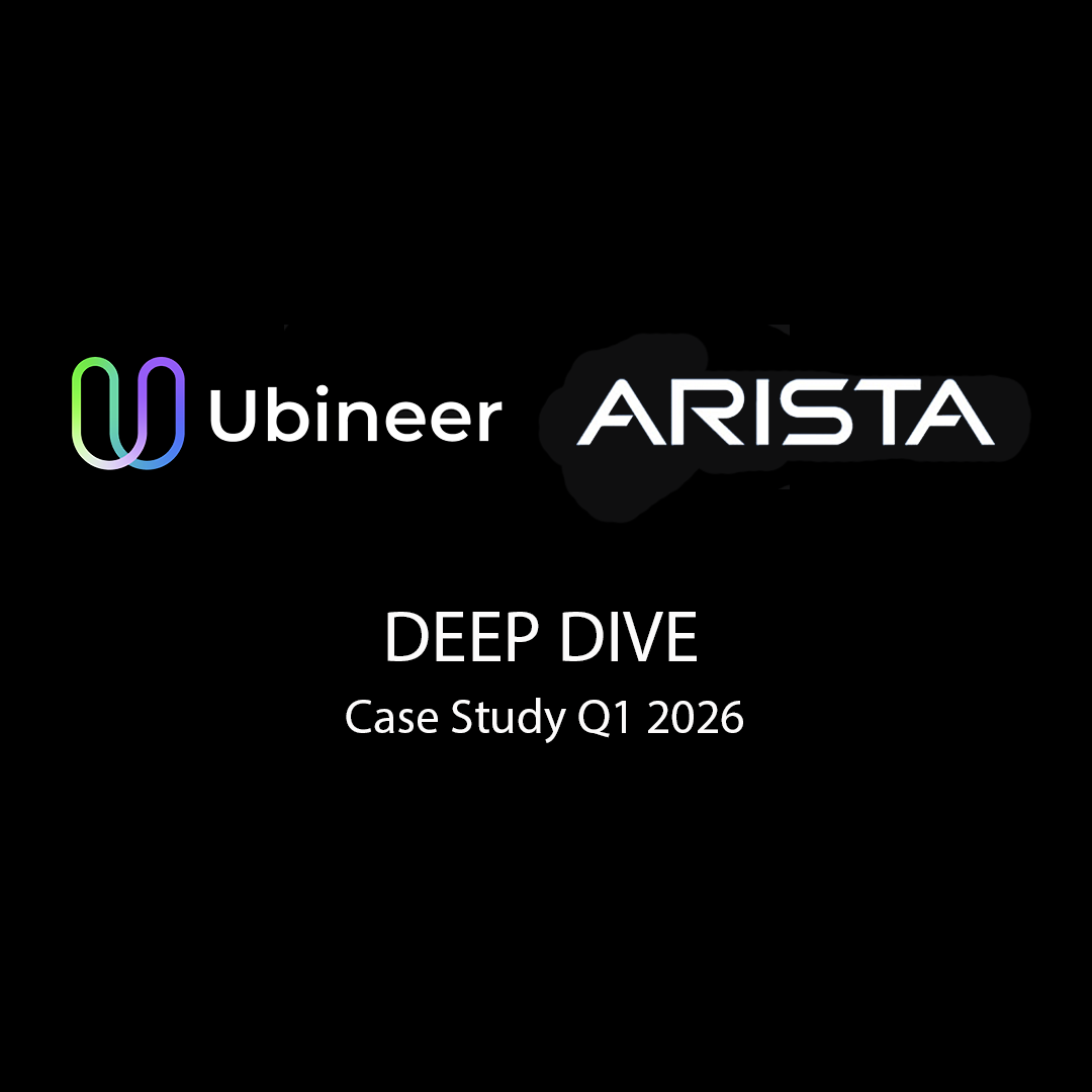 Ubineer logo and Arista Networks logo on black background
