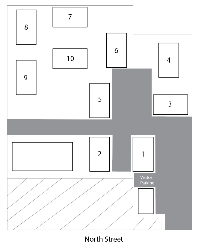 A black and white floor plan of a house on north street