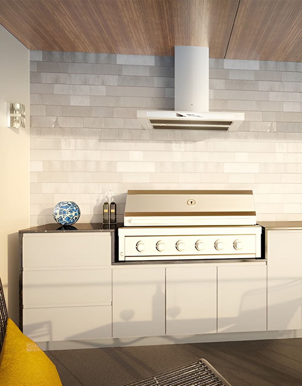 A Kitchen With White Cabinets And A Hood Above The Stove — Wood Cabinet Hardware Distributors In Bungalow, QLD