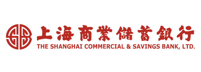 上海商業儲蓄銀行的標誌,紅色中英文文字。