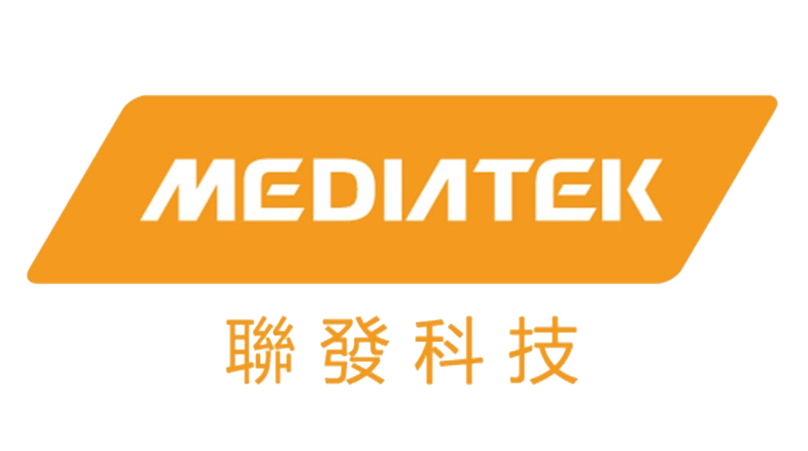 聯發科標誌:橘色平行四邊形上為白色文字“MEDIATEK”,下方為中文。
