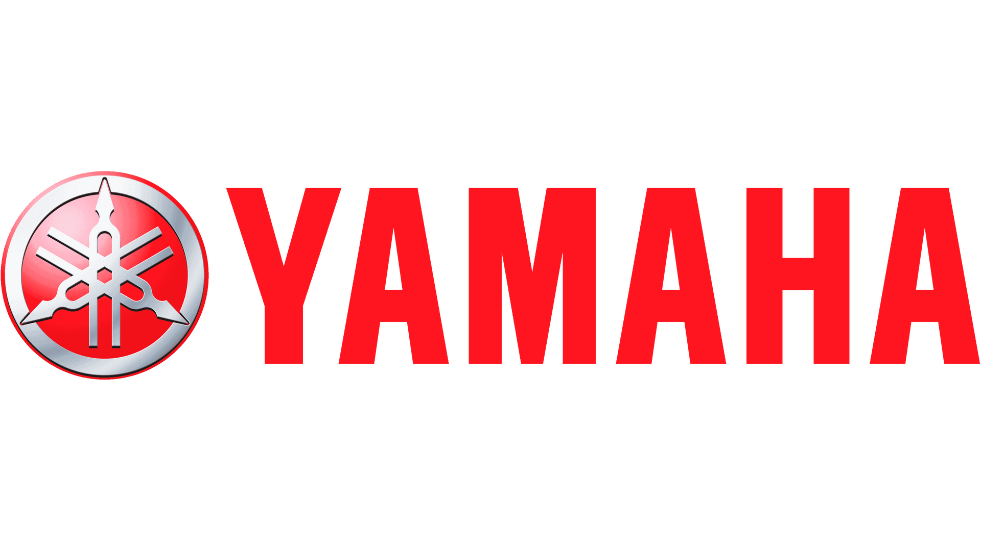 雅馬哈標誌:紅色「YAMAHA」文字旁邊是紅色和銀色的徽章,形狀像相互交織的音叉。