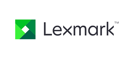 The lexmark logo is green and white with a green arrow.