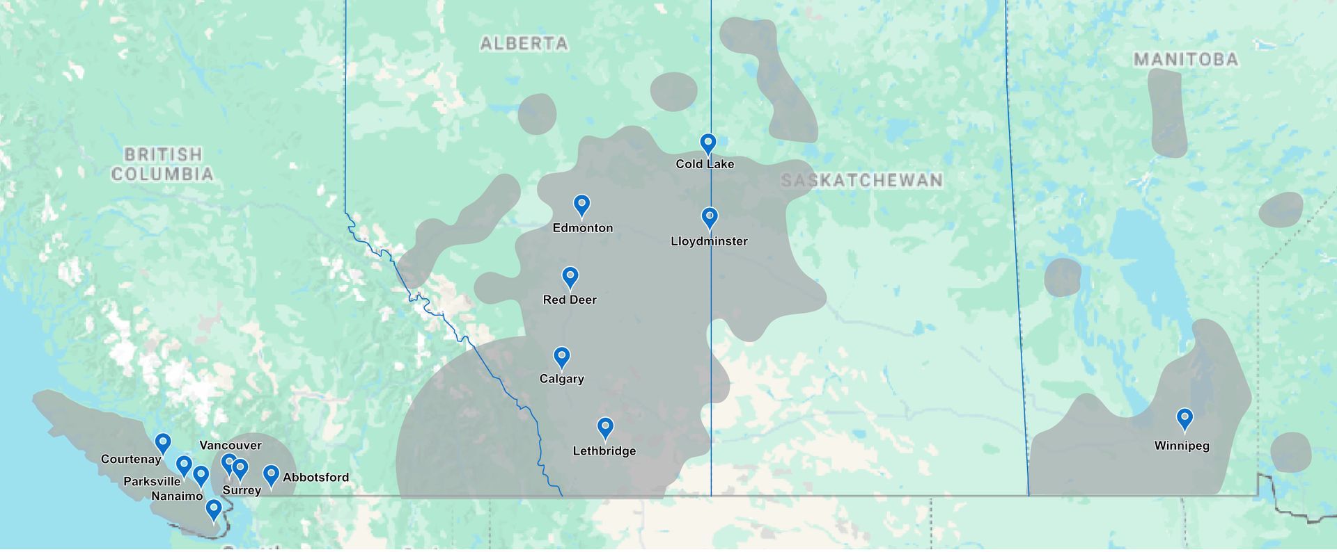 A map of the united states with a lot of dots on it.