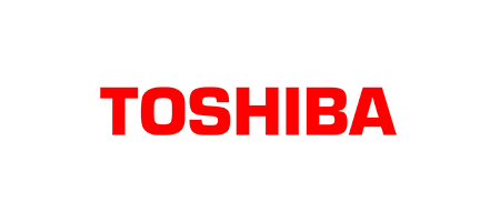 The toshiba logo is red and white on a white background.