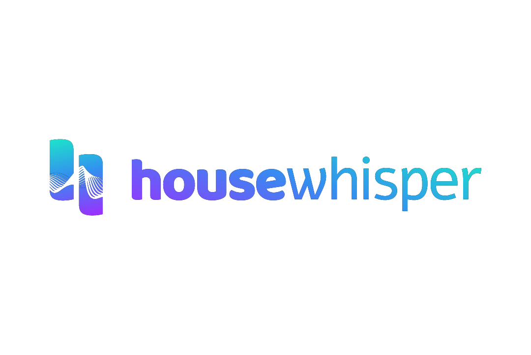 Logo for Housewhisper, featuring a blue and purple stylized house icon next to the text 