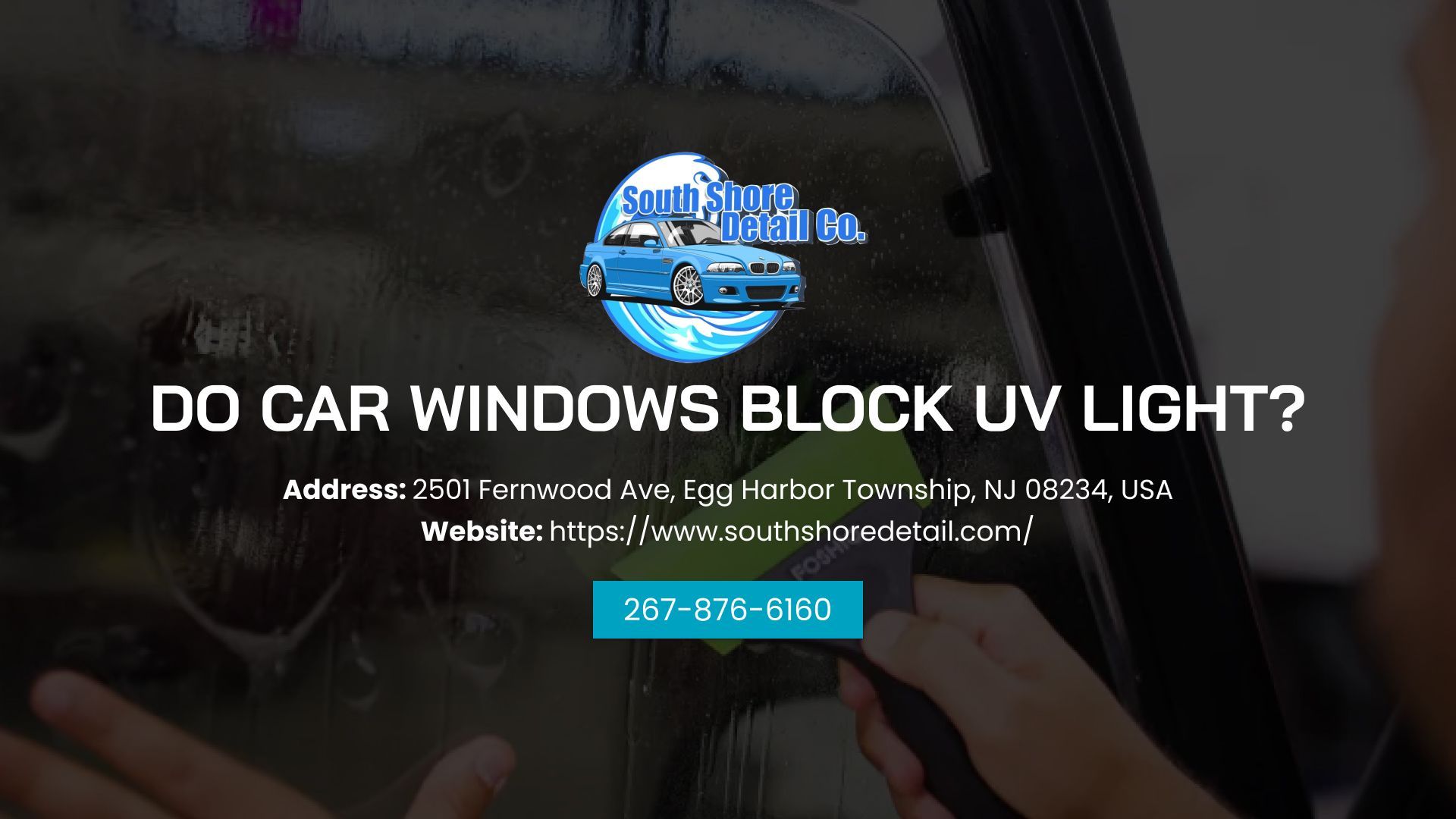 Car window tinting with text asking 