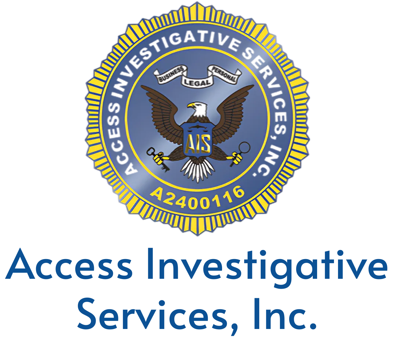 Logo of Access Investigative Services, Inc.: Eagle with