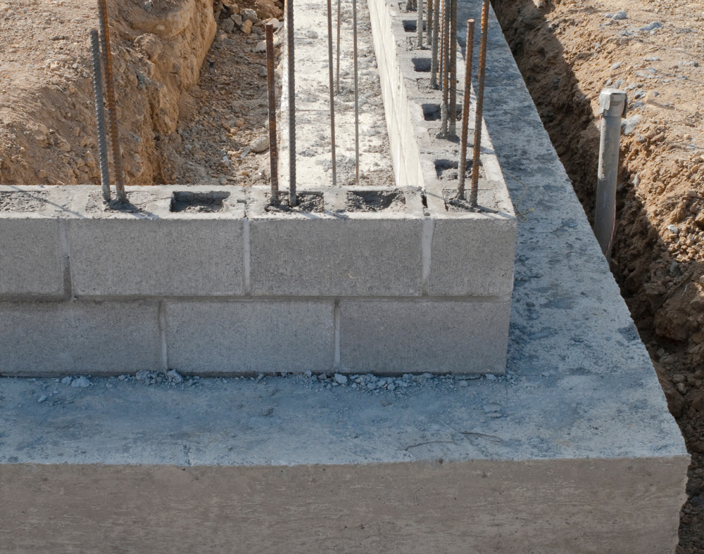 Strong concrete foundation under construction.