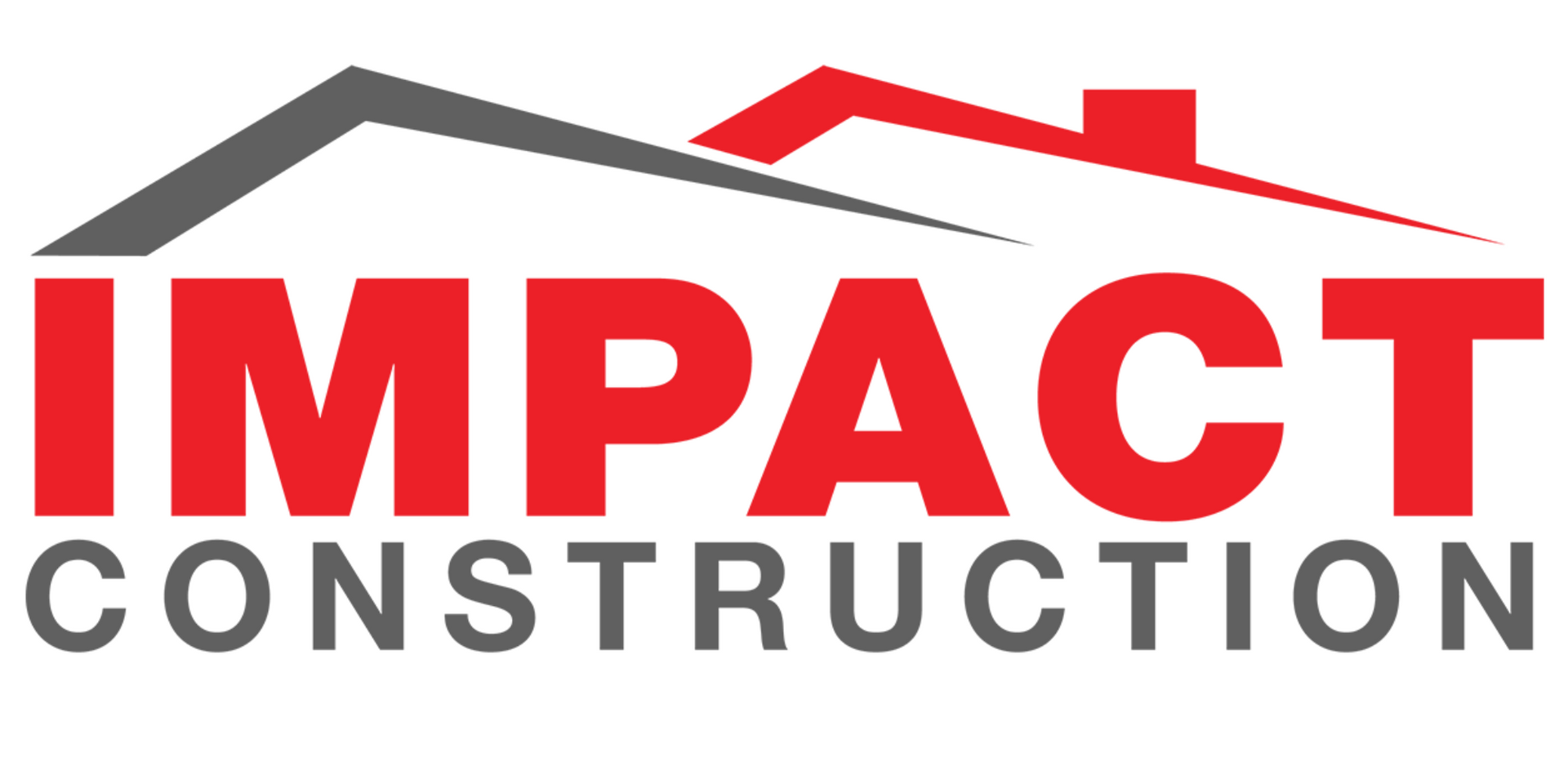 The logo for impact construction shows a house with a red roof.