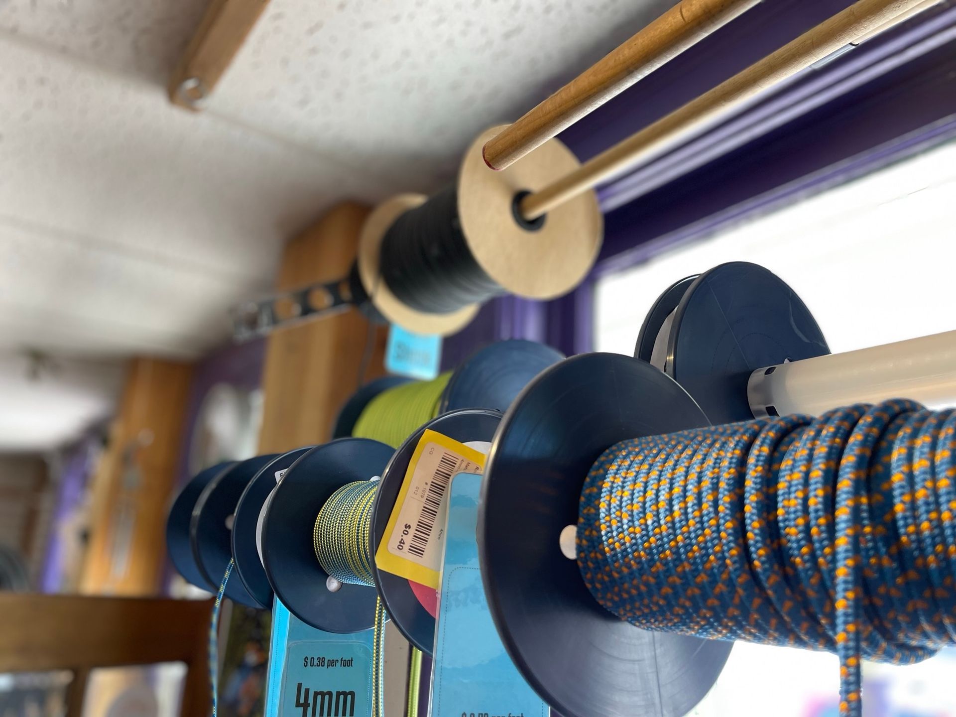 climbing cord on spools