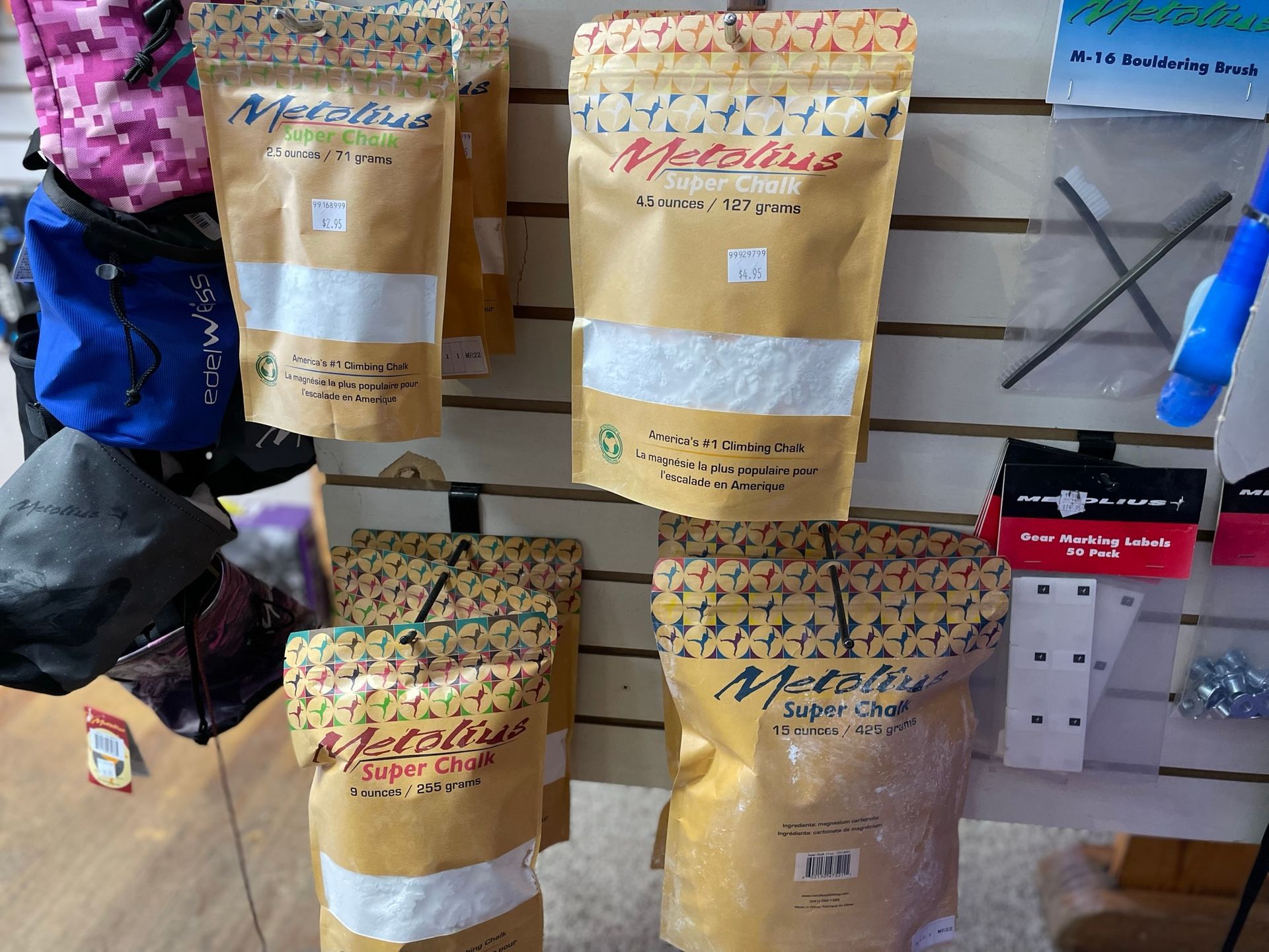 climbing chalk in rock and roll shop