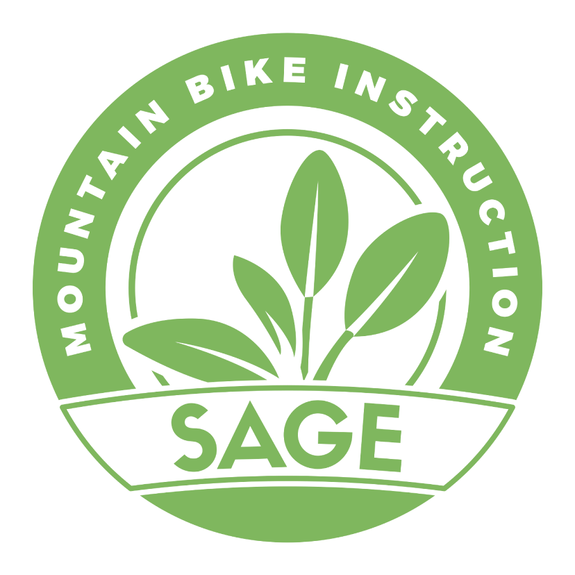 A green logo for mountain bike instruction sage