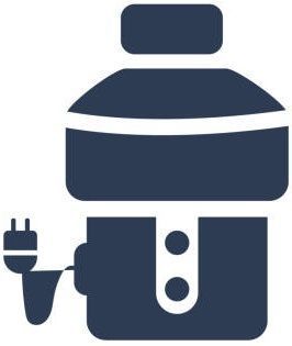 A silhouette of a pot with a plug attached to it.