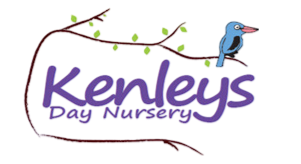 A logo for kenley 's day nursery with a bird on a branch